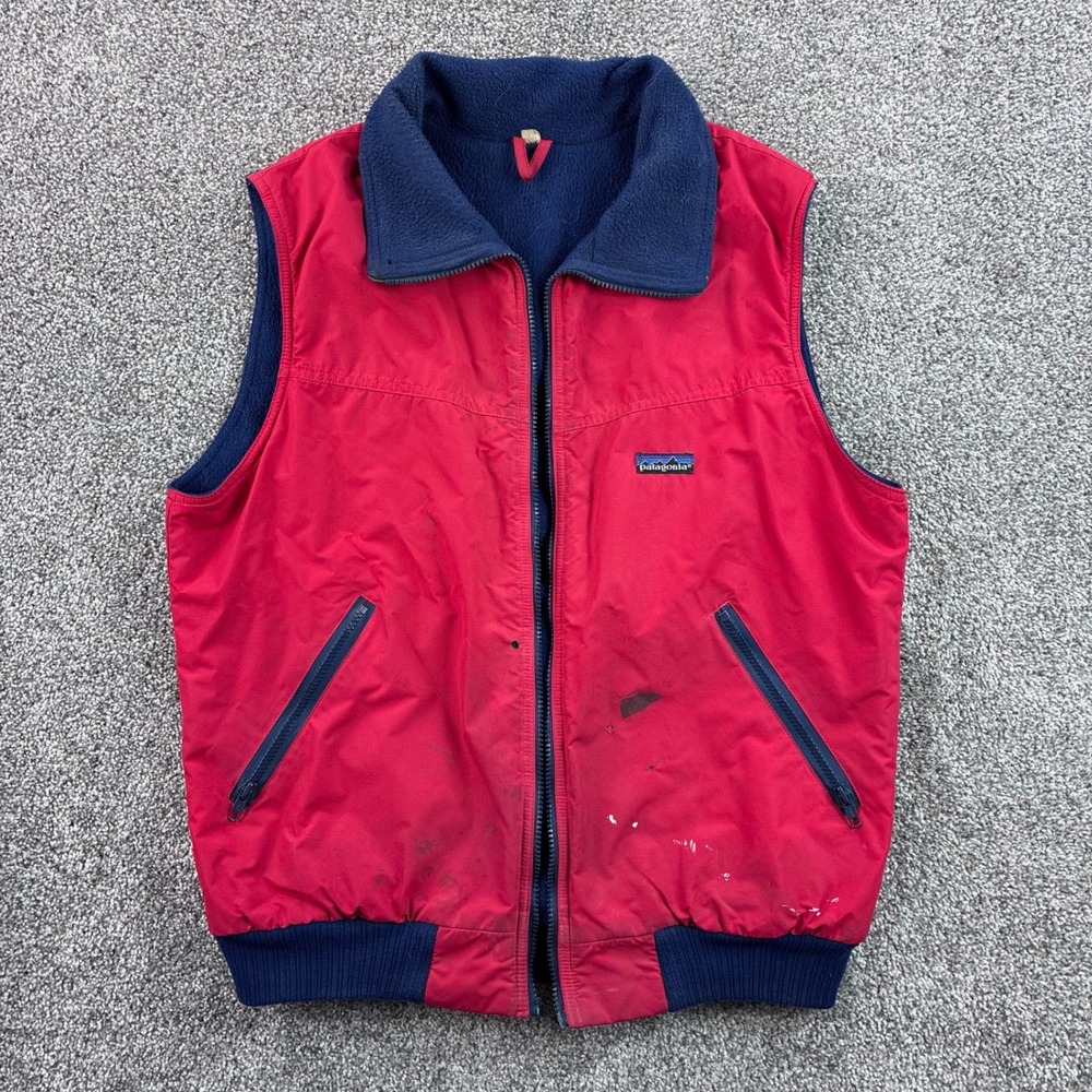 Vintage Patagonia‎ Shelled Synchilla Vest Mens Large Red Fleece Lined Gorpcore
